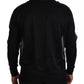 Black Polyester Logo Men Pullover Sweater