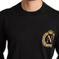 Black Wool Silk Napoleon Gold Sweater