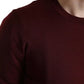 Bordeaux Wool Knit Crew Neck Pullover Sweater