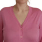 Pink 100% Silk Button Down Cardigan Sweater