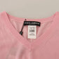 Pink V-neck Women Pullover Cashmere Sweater