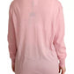 Pink V-neck Women Pullover Cashmere Sweater