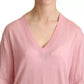 Pink V-neck Women Pullover Cashmere Sweater