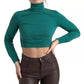 Dark Green Turtleneck Cropped Pullover Sweater