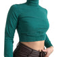 Dark Green Turtleneck Cropped Pullover Sweater