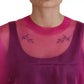 Fuchsia Polyester Crewneck Pullover Sweater