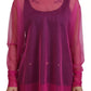 Fuchsia Polyester Crewneck Pullover Sweater