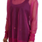 Fuchsia Polyester Crewneck Pullover Sweater