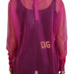 Fuchsia Polyester Crewneck Pullover Sweater