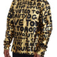 Gold Logo Print Turtleneck Pullover Sweater