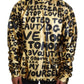 Gold Logo Print Turtleneck Pullover Sweater