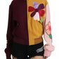 Multicolor Floral Viscose Full Zip Sweater