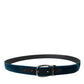 Blue Velvet Leather Silver Metal Buckle Belt