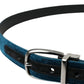 Blue Velvet Leather Silver Metal Buckle Belt