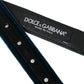 Blue Velvet Leather Silver Metal Buckle Belt