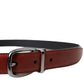 Brown Leather Silver Metal Buckle Belt Men