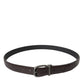 Dark Brown Perforated Leather Metal Buckle Belt Men