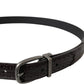 Dark Brown Perforated Leather Metal Buckle Belt Men