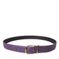 Purple Leather Gold Metal Buckle Belt Men