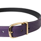 Purple Leather Gold Metal Buckle Belt Men