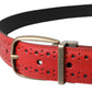 Red Perforated Leather Metal Buckle Belt Men