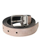 Beige Suede Leather Silver Buckle Belt Men