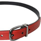 Red Leather Silver Metal Buckle Belt Men