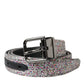 Multicolor Embellished Silver Metal Buckle Belt