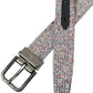 Multicolor Embellished Silver Metal Buckle Belt