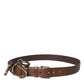 Brown Calf Leather Gold Metal Buckle Belt Men