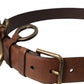 Brown Calf Leather Gold Metal Buckle Belt Men