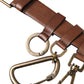 Brown Calf Leather Gold Metal Buckle Belt Men