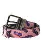 Multicolor Jacquard Leather Metal Buckle Belt