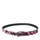 Multicolor Jacquard Leather Metal Buckle Belt