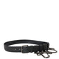 Black Calf Leather Silver Metal Buckle Belt