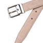 Beige Suede Leather Silver Buckle Belt Men