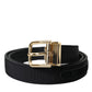 Black Gros Grain Gold Metal Buckle Belt Men