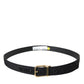 Black Gros Grain Gold Metal Buckle Belt Men