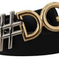 Black Leather Metal #DG Logo Buckle Belt