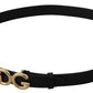 Black Leather Metal #DG Logo Buckle Belt