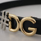 Black Leather Metal #DG Logo Buckle Belt