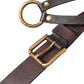 Dark Brown Leather Gold Metal Buckle Women Belt