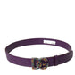 Purple Leather DG Logo Studs Metal Buckle Belt