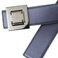 Blue Leather Square Metal Buckle Belt