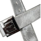 Silver Leather Square Metal Buckle Belt