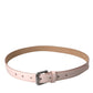 Light Pink Leather Silver Metal Buckle Belt