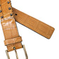 Beige Alligator Leather Studded Metal Buckle Belt