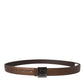 Bronze Leather Square Metal Buckle Belt