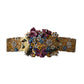 Multicolor Embellished Floral Crystal Wide Waist Belt