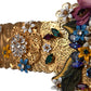 Multicolor Embellished Floral Crystal Wide Waist Belt